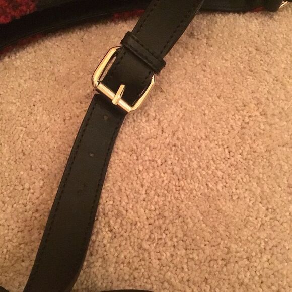 Talbots Wool Blend Red/Black Buffalo Plaid Crossbody Leather Trim Bag - Picture 4 of 8